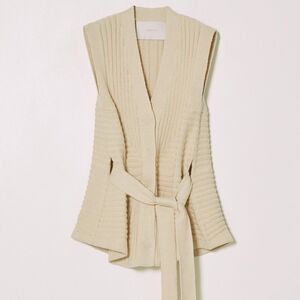Atelier Delphine Sleeveless Cardigan in a cotton rib knit Cotton Small Cream